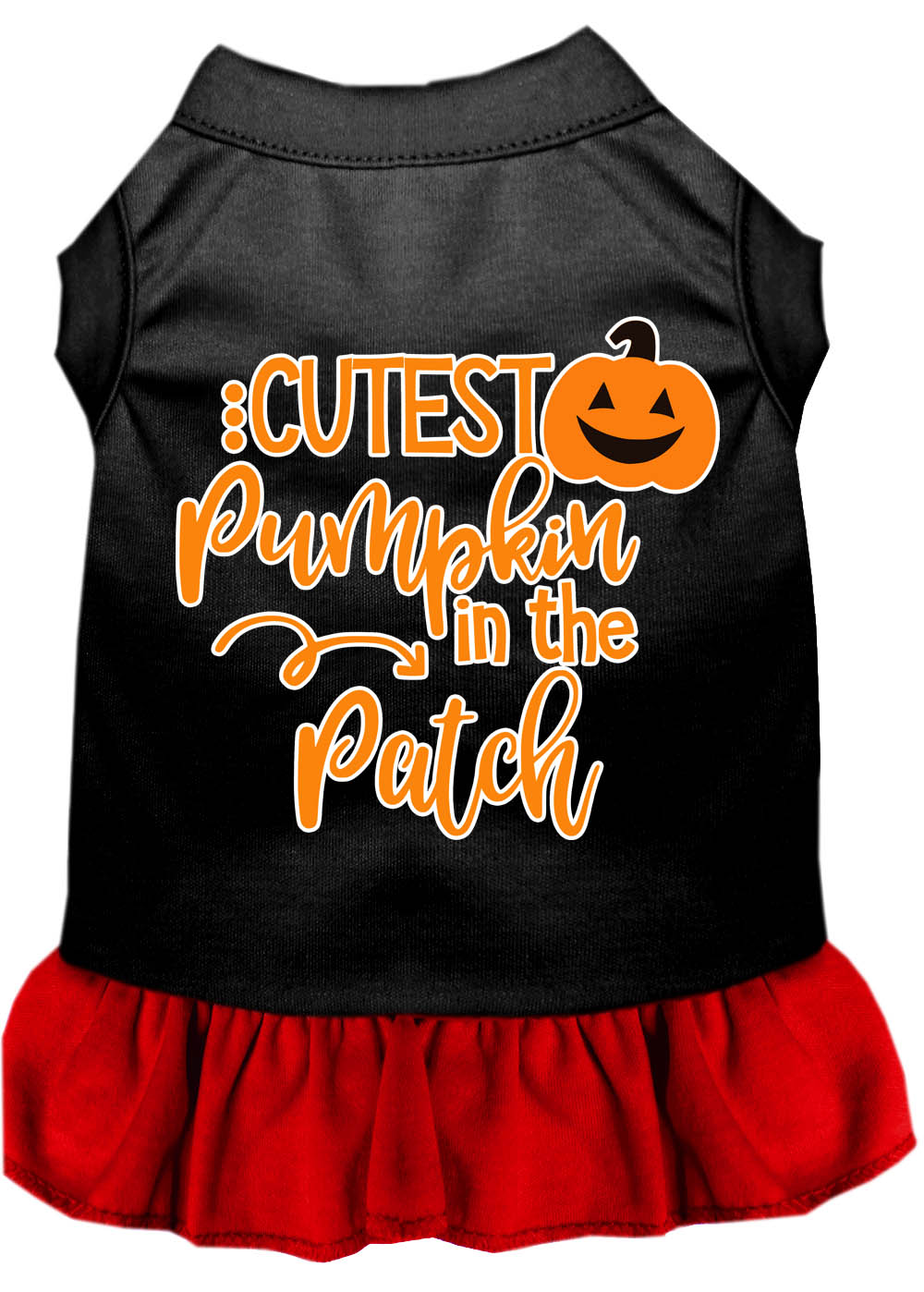 Cutest Pumpkin in the Patch Screen Print Dog Dress Black with Red XS